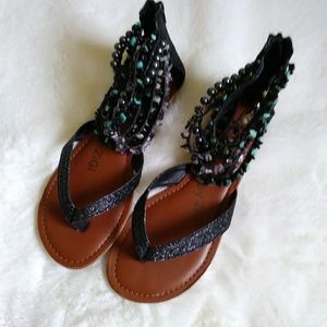 Black glitter Vintage sandals (size 7)